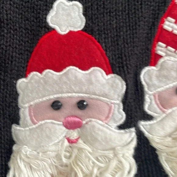 Classic elements vintage vtg beaded snowflake black Santa ugly Christmas sweater - Picture 8 of 16